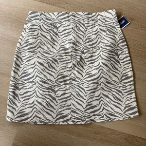 Rebecca Taylor La Vie Denim Mini Skirt Sz 31 10 Gray Ivory Tiger Print NEW Y2K